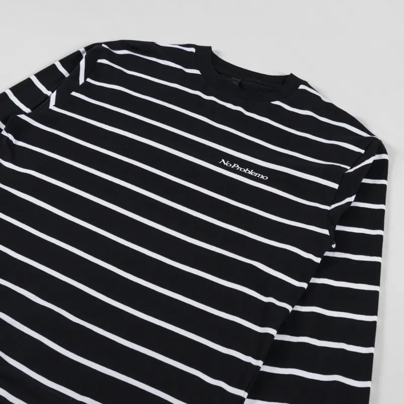 No Problemo Mini Problemo Striped Long Sleeve T Shirt Black-2