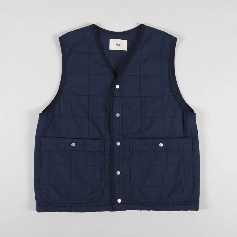 Folk Womens Quilted Boxy Gilet Soft Navy-4