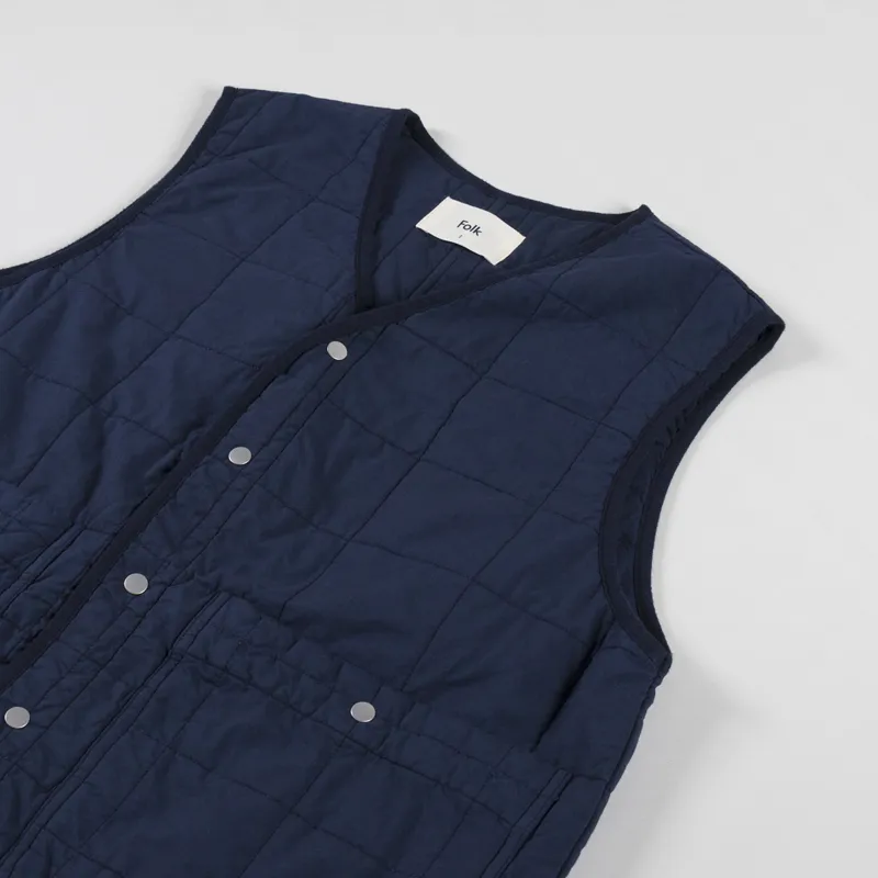 Folk Womens Quilted Boxy Gilet Soft Navy-6