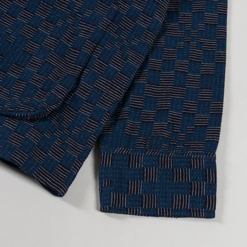 Folk Womens Pleated Overshirt Indigo Broken Checkerboard-10