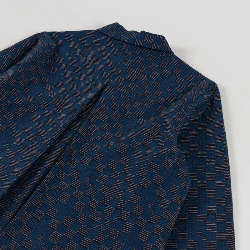 Folk Womens Pleated Overshirt Indigo Broken Checkerboard-7