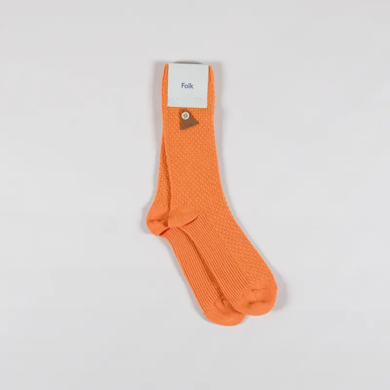 Folk Womens Waffle Socks Orange