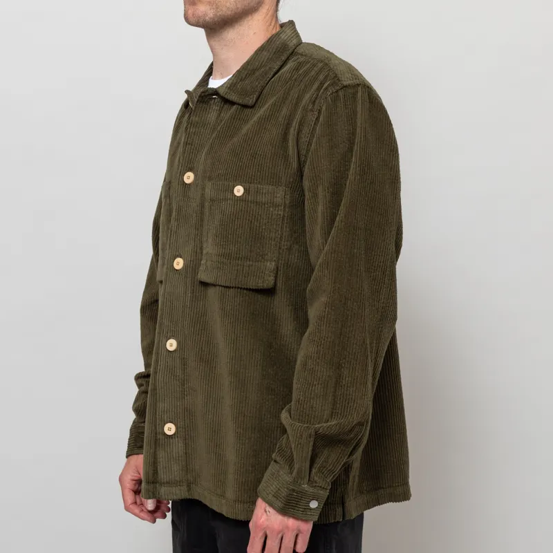 Folk Patch Overshirt Olive Chunky Cord-1