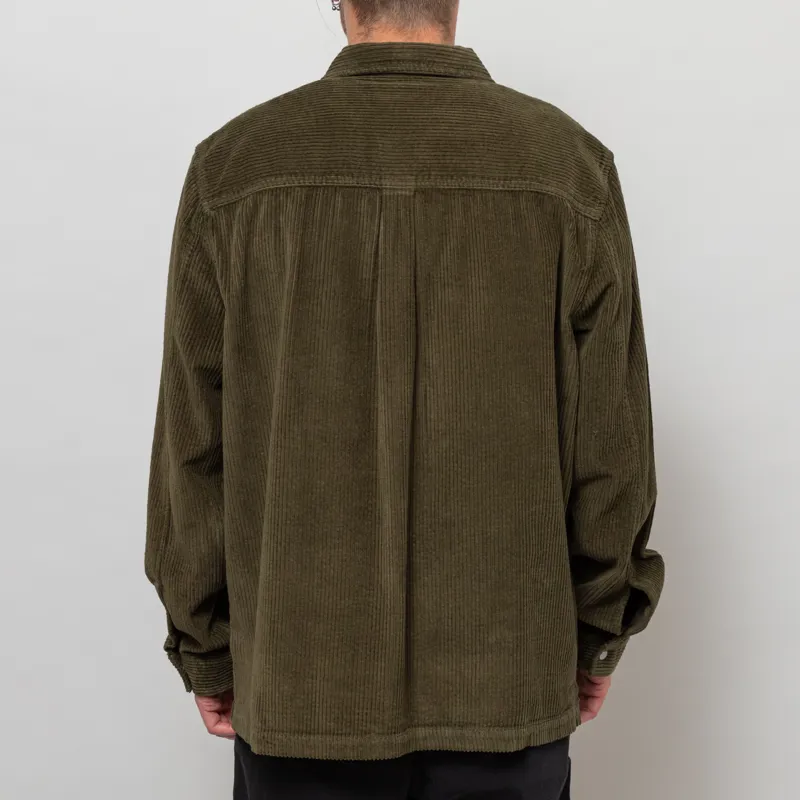 Folk Patch Overshirt Olive Chunky Cord-3