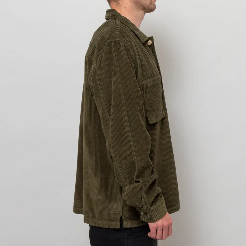 Folk Patch Overshirt Olive Chunky Cord-4
