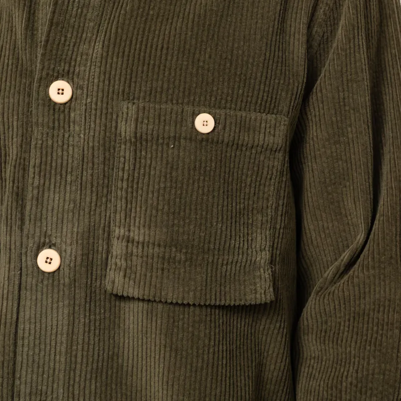 Folk Patch Overshirt Olive Chunky Cord-7