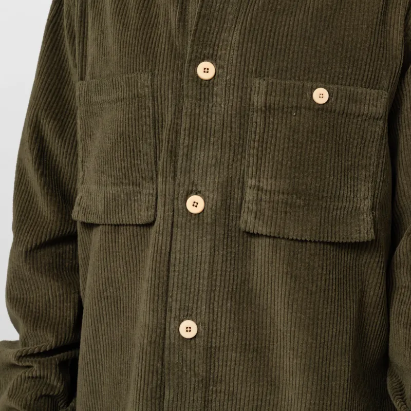 Folk Patch Overshirt Olive Chunky Cord-6