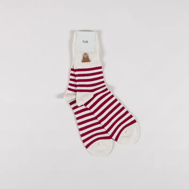 Folk Stripe Socks Crimson Stone