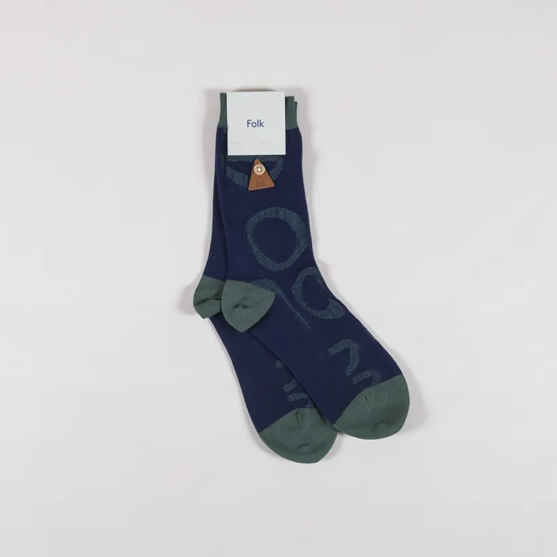 Folk Womens Lightweight Suiting Socks Navy Khaki