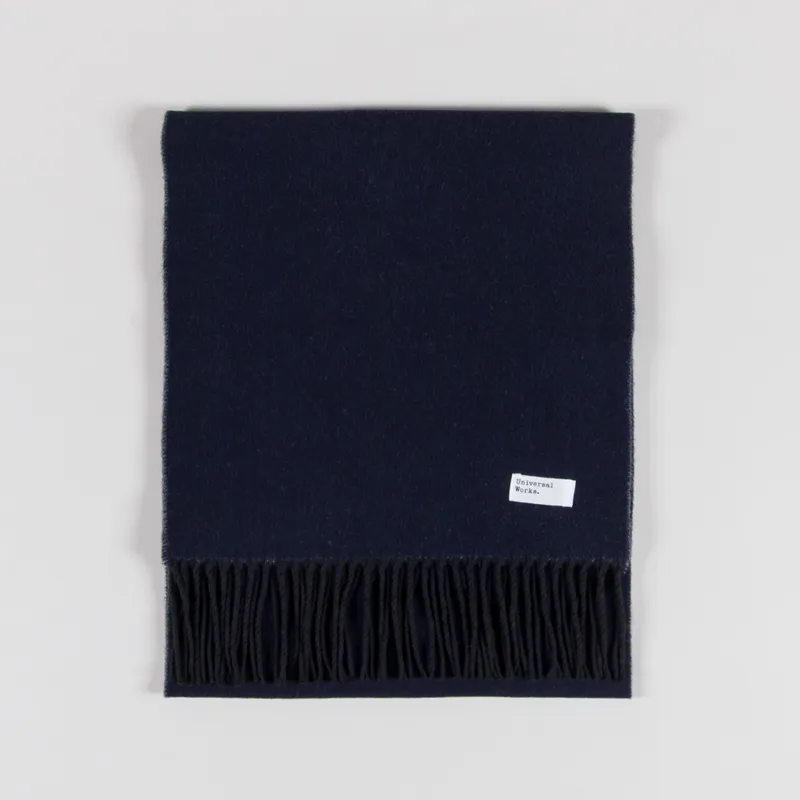 Universal Works Double Sided Scarf Navy Mid Grey-1