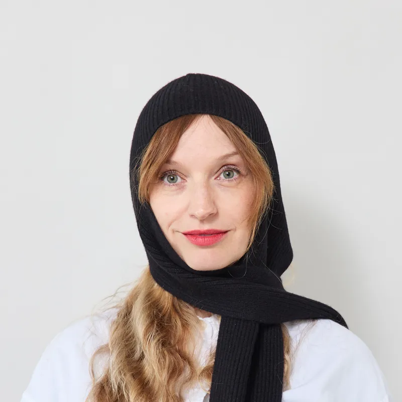 L.F. Markey Womens Rib Scarf Beanie Black-1