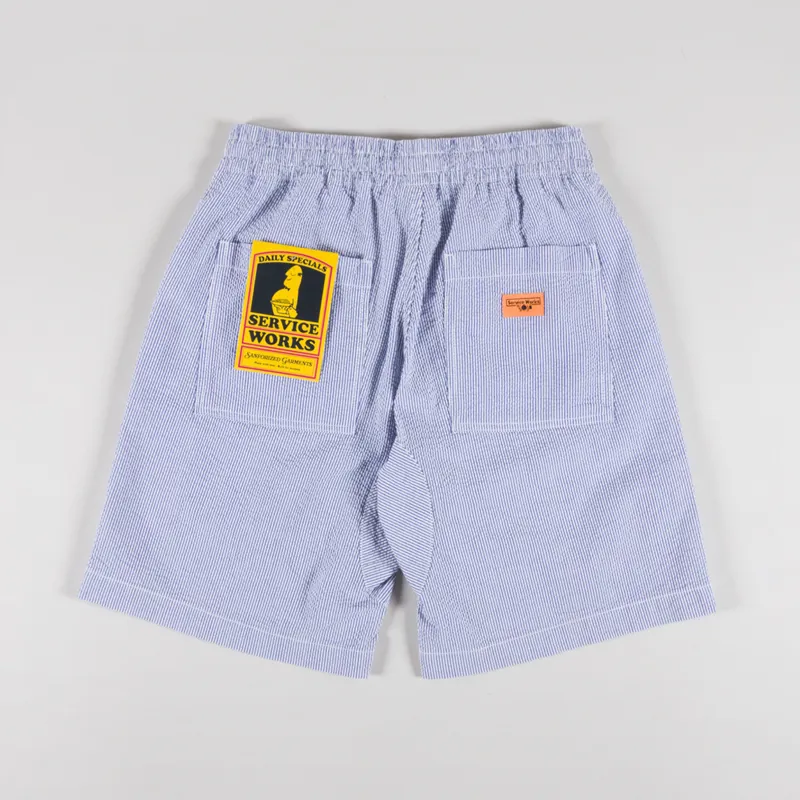 Service Works Seersucker Chef Shorts Navy Stripe
