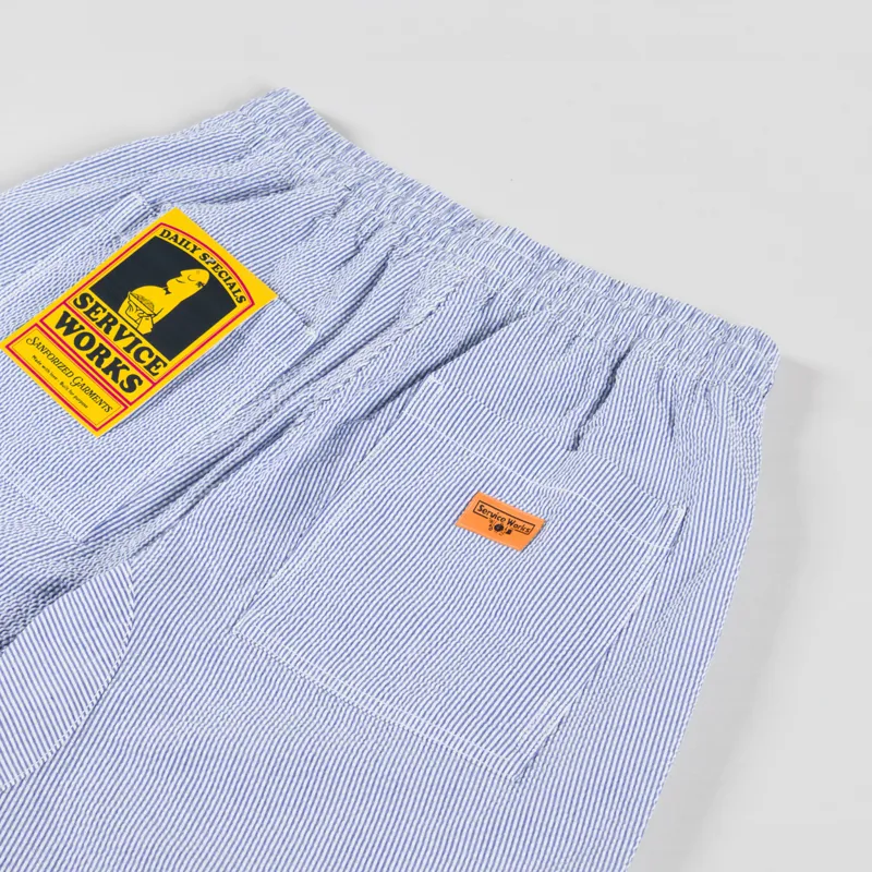Service Works Seersucker Chef Shorts Navy Stripe-2