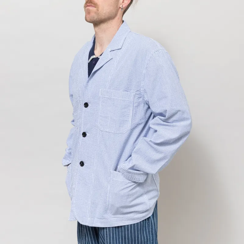 Service Works Seersucker Server Suit Jacket Navy Stripe-1