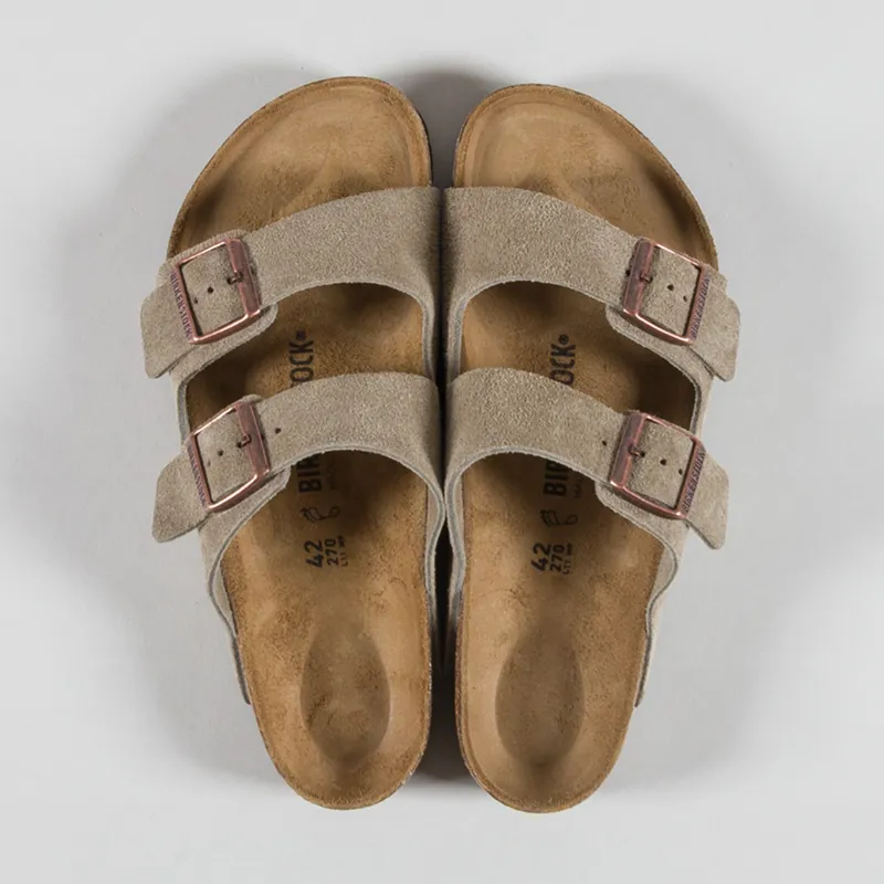Birkenstock Arizona Suede Leather Regular Fit Sandals Taupe-6