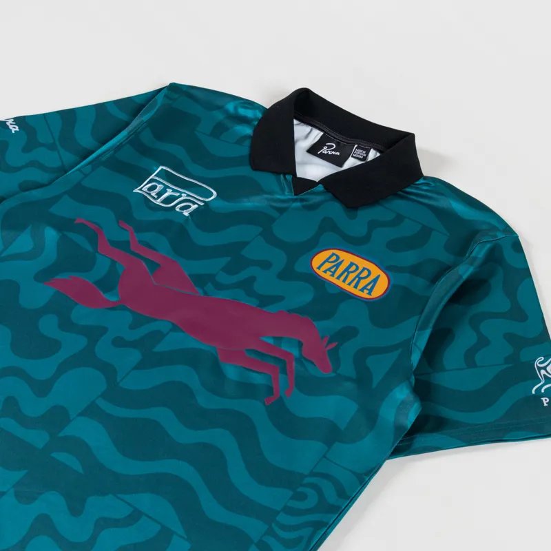 By Parra Sports Flage Polo Shirt Deep Sea Green-2