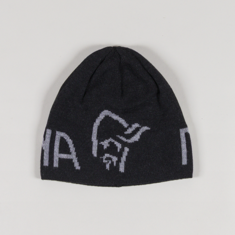 Norrona Mid MerinoULL Logo Beanie Caviar Melange-1