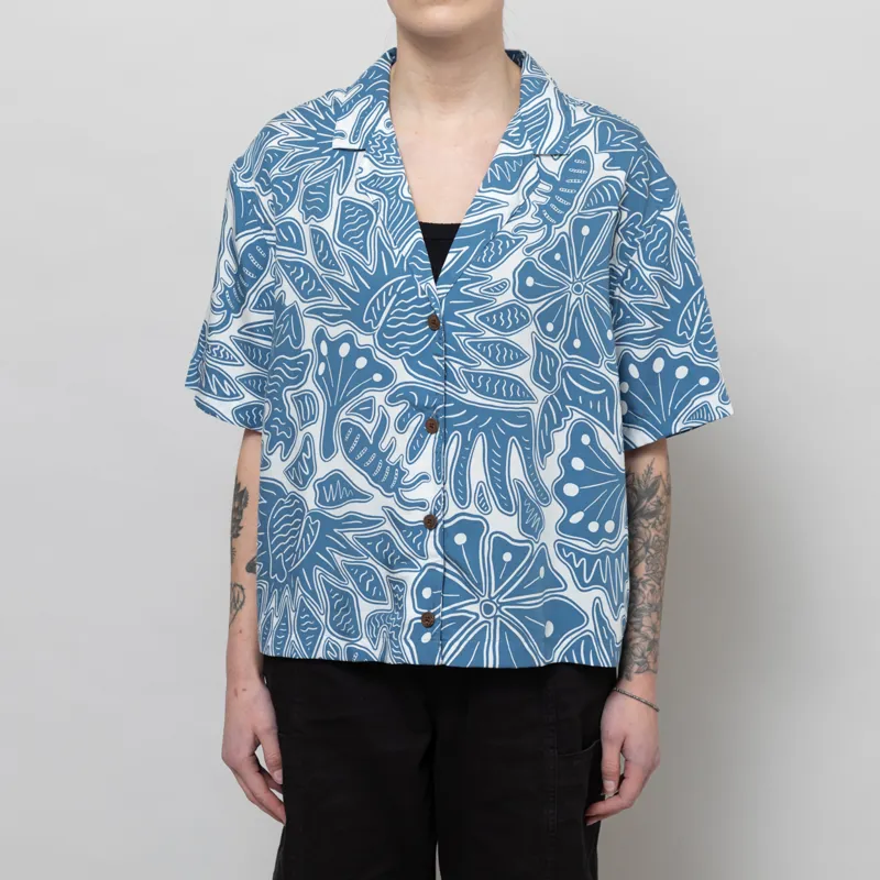 Patagonia Womens Tidal Threads Shirt Bees And Flowers Still Blue