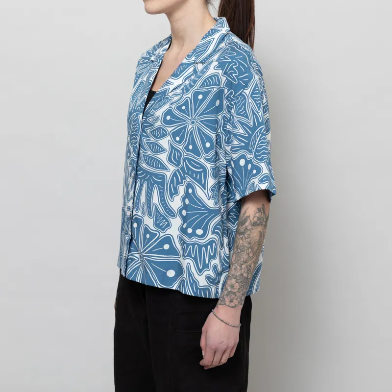 Patagonia Womens Tidal Threads Shirt Bees And Flowers Still Blue-1