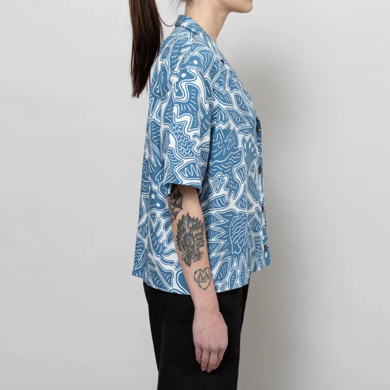 Patagonia Womens Tidal Threads Shirt Bees And Flowers Still Blue-4