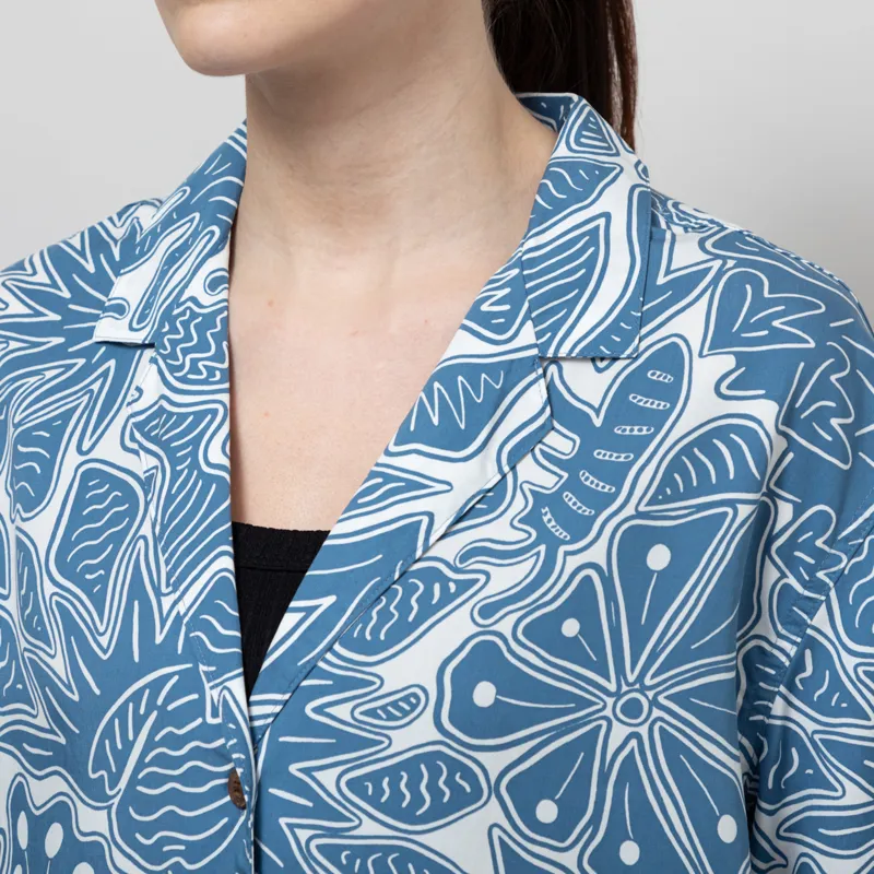 Patagonia Womens Tidal Threads Shirt Bees And Flowers Still Blue-5