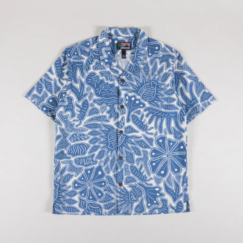 Patagonia Tidal Threads Camp Shirt Bees And Flowers Still Blue