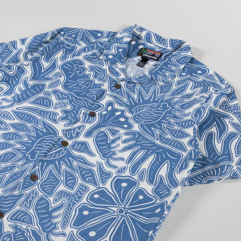 Patagonia Tidal Threads Camp Shirt Bees And Flowers Still Blue-1