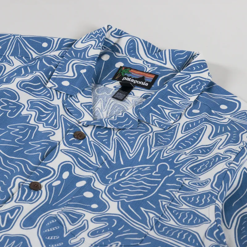 Patagonia Tidal Threads Camp Shirt Bees And Flowers Still Blue