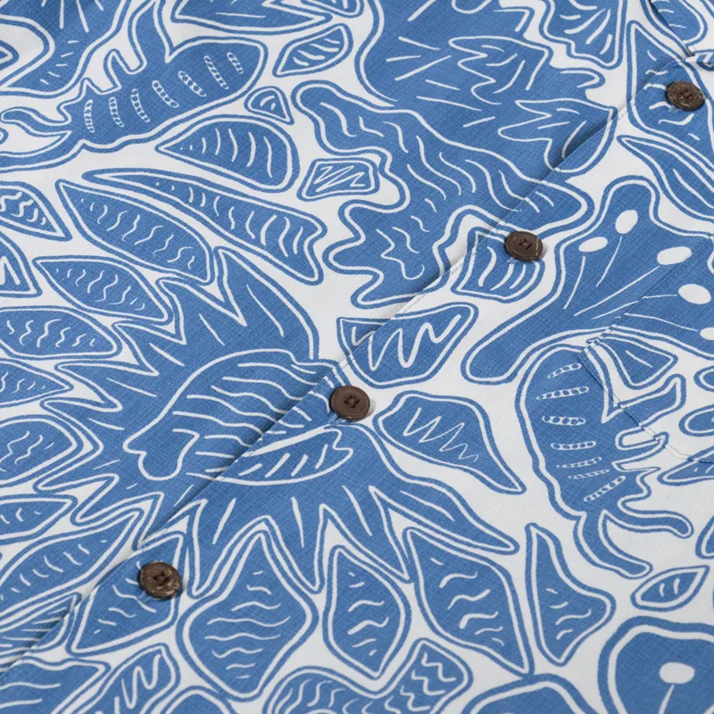 Patagonia Tidal Threads Camp Shirt Bees And Flowers Still Blue-3