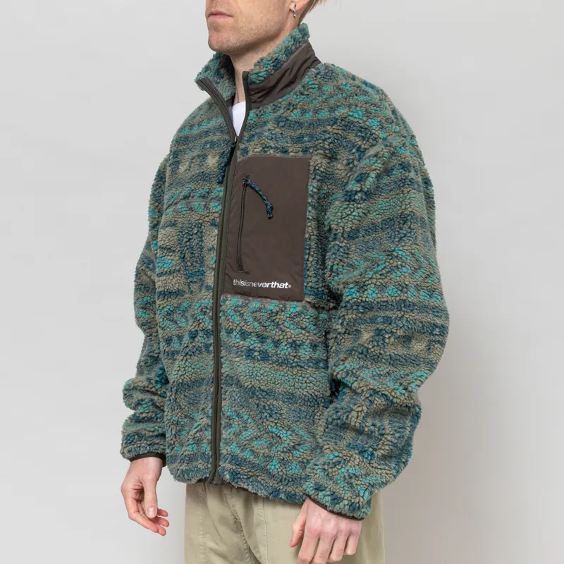 thisisneverthat SP Sherpa Fleece Jacket Olive-1