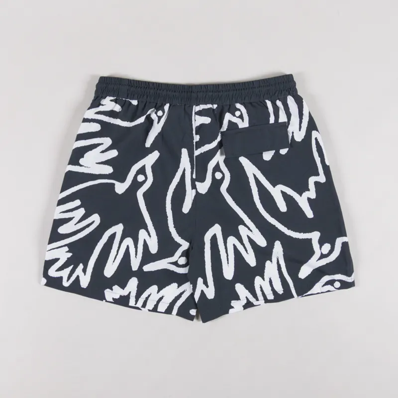 By Parra Birds Fly Swim Shorts Black White-1