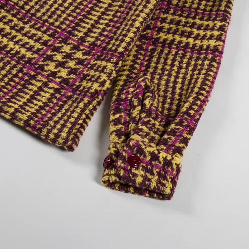 Portuguese Flannel Gales Overshirt Bordeaux Mustard-8