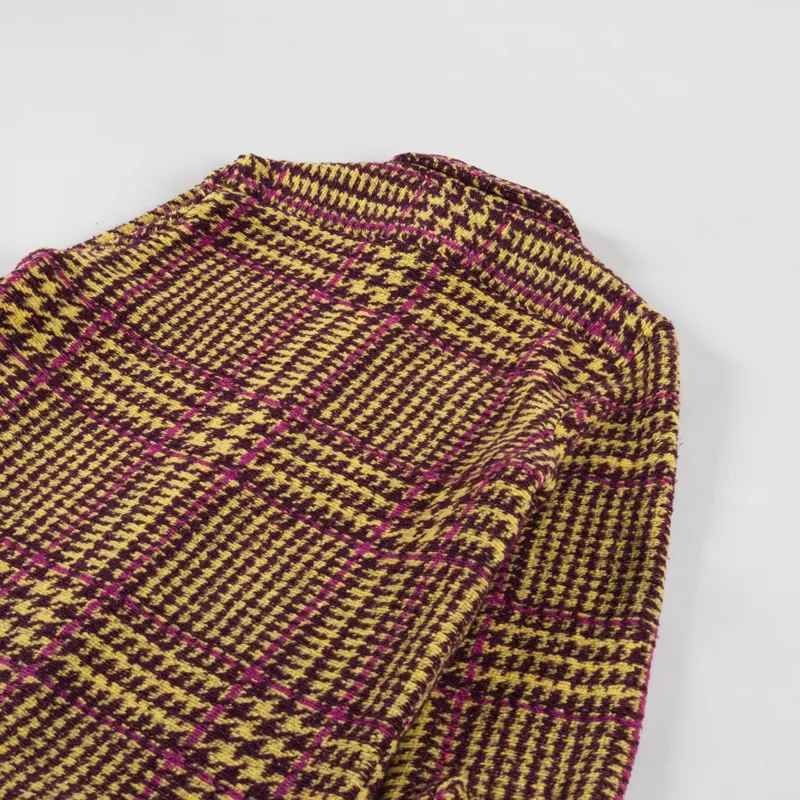 Portuguese Flannel Gales Overshirt Bordeaux Mustard-3