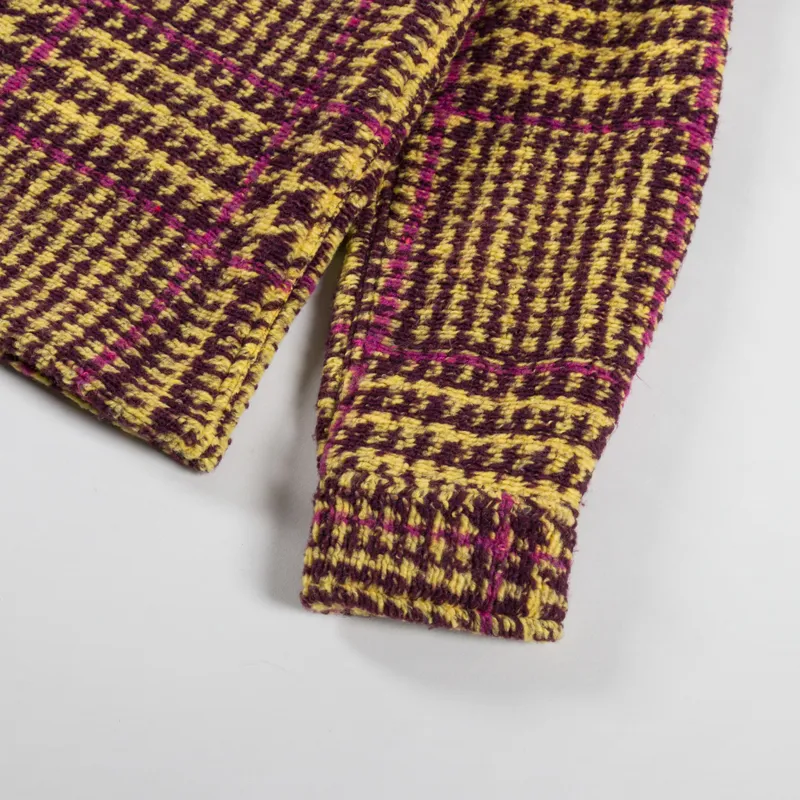 Portuguese Flannel Gales Overshirt Bordeaux Mustard-7