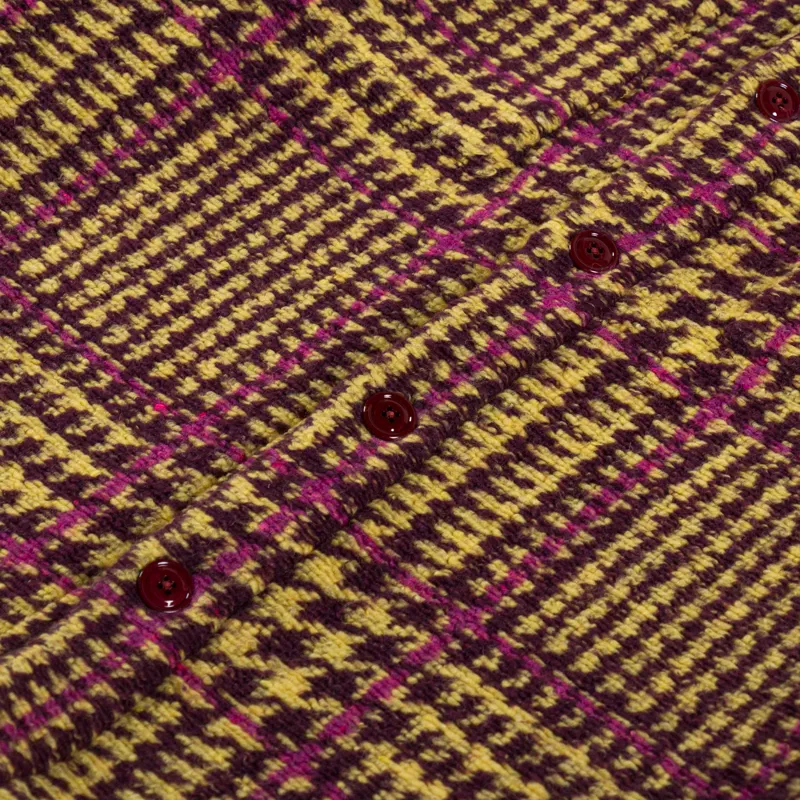 Portuguese Flannel Gales Overshirt Bordeaux Mustard-6