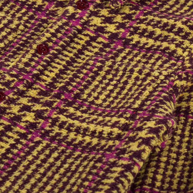 Portuguese Flannel Gales Overshirt Bordeaux Mustard-5