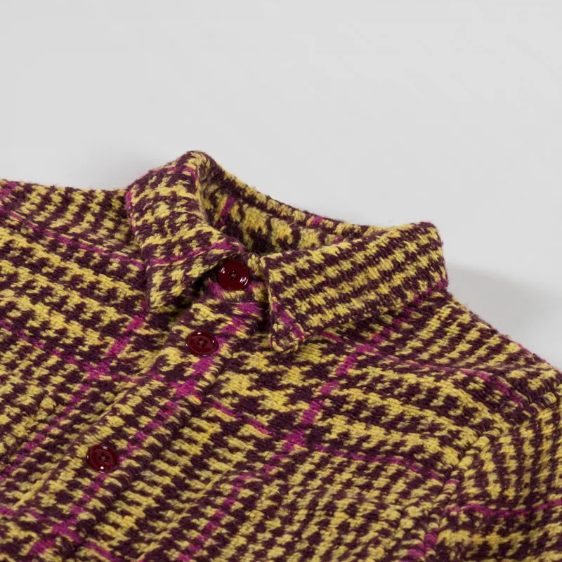 Portuguese Flannel Gales Overshirt Bordeaux Mustard-4