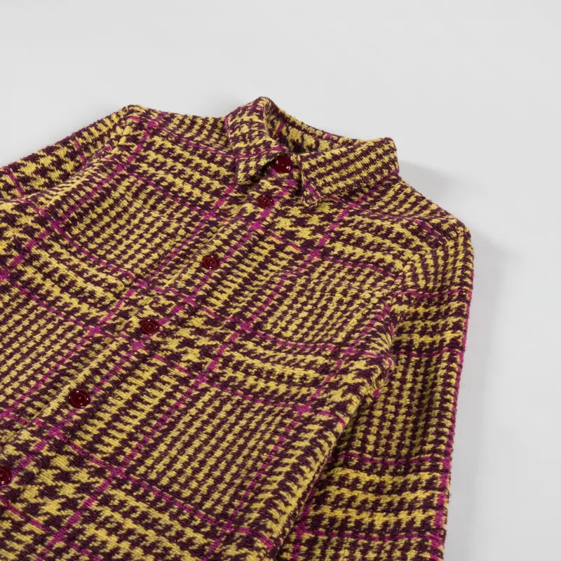 Portuguese Flannel Gales Overshirt Bordeaux Mustard-2