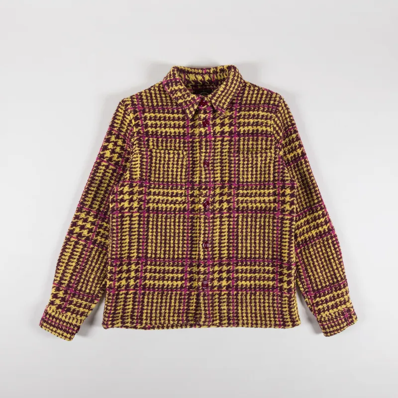 Portuguese Flannel Gales Overshirt Bordeaux Mustard