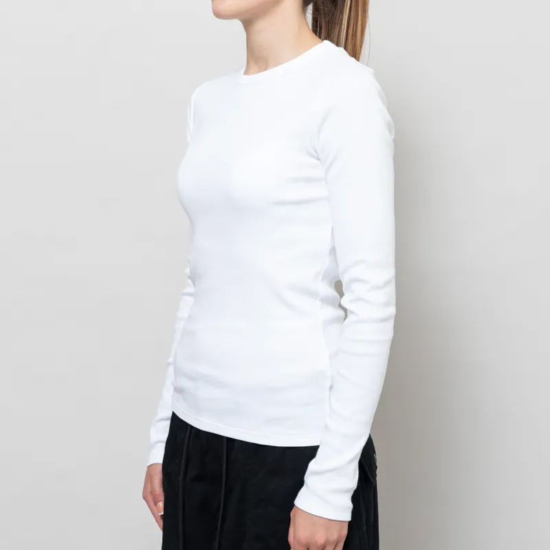 Colorful Standard Womens Organic Rib Long Sleeve T Shirt Optical White-1