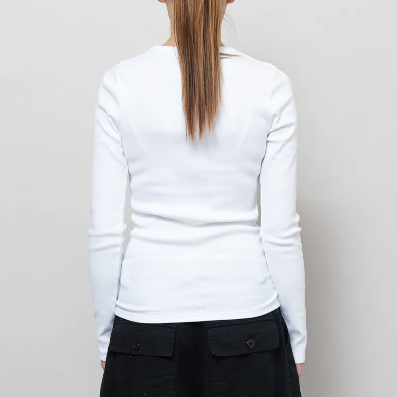 Colorful Standard Womens Organic Rib Long Sleeve T Shirt Optical White-3