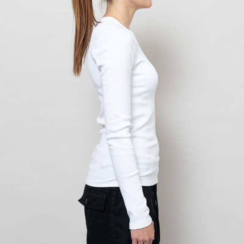 Colorful Standard Womens Organic Rib Long Sleeve T Shirt Optical White-4