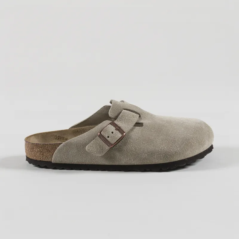 Birkenstock Boston BS Soft Footbed Sandals Suede Taupe-2