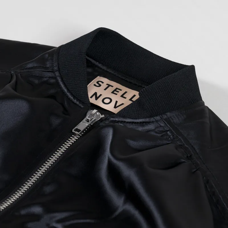 Stella Nova Womens Oversized Bomber Jacket Black-8