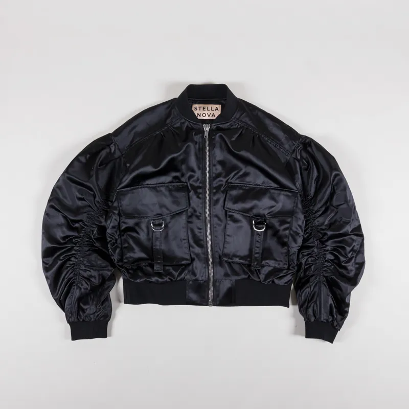 Stella Nova Womens Oversized Bomber Jacket Black-4