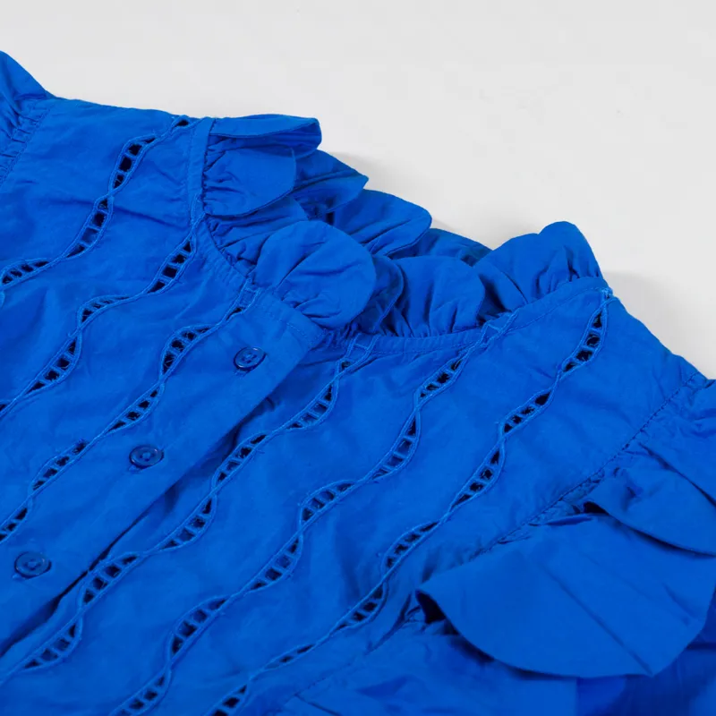 Stella Nova Womens Scallops Blouse Clear Blue-8