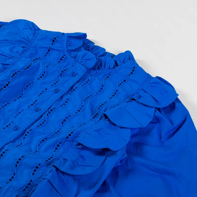 Stella Nova Womens Scallops Blouse Clear Blue-6