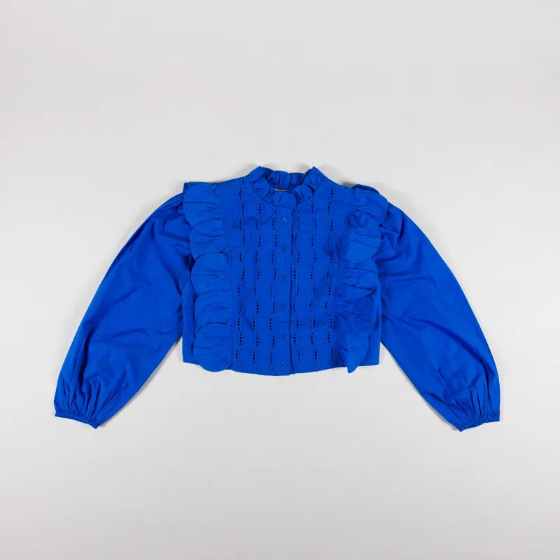 Stella Nova Womens Scallops Blouse Clear Blue-4