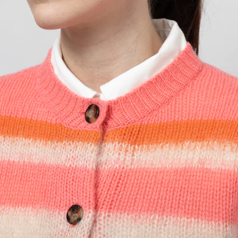 Stella Nova Womens Striped Mohair Cardigan Vest Sunshine Orange-5