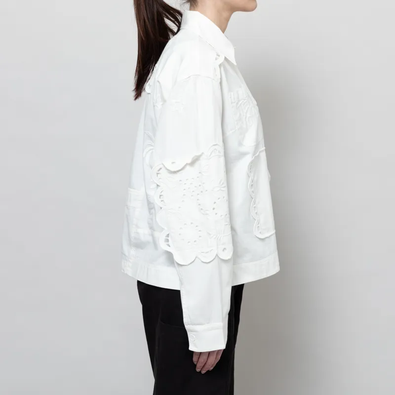 Stella Nova Womens Elements Embroidered Cotton Shirt White-4